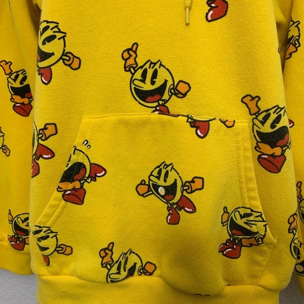 PAC-MAN Pull Over Logo Hoodie Sweatshirt All Over Print Adult Size S - Picture 5 of 13
